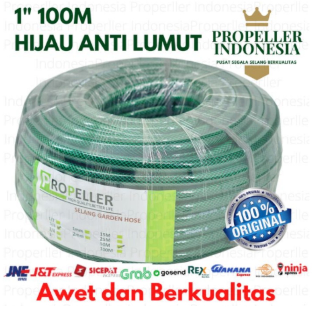 Selang Air Benang Hijau 1Inch 100M Selang Air Taman Selang Air Anti Lumut Elastis