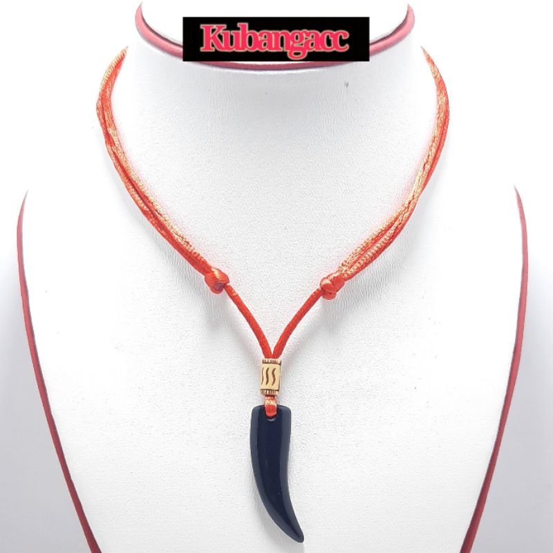 Kalung Tali Bandul Taring Hitam Akrilik Kalung Taring Pria Wanita Kalung keren Pria Kalung Taring