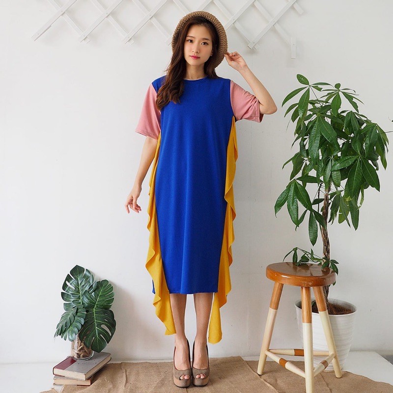 dress fashion wanita / dress 3tone / fashion dress korea