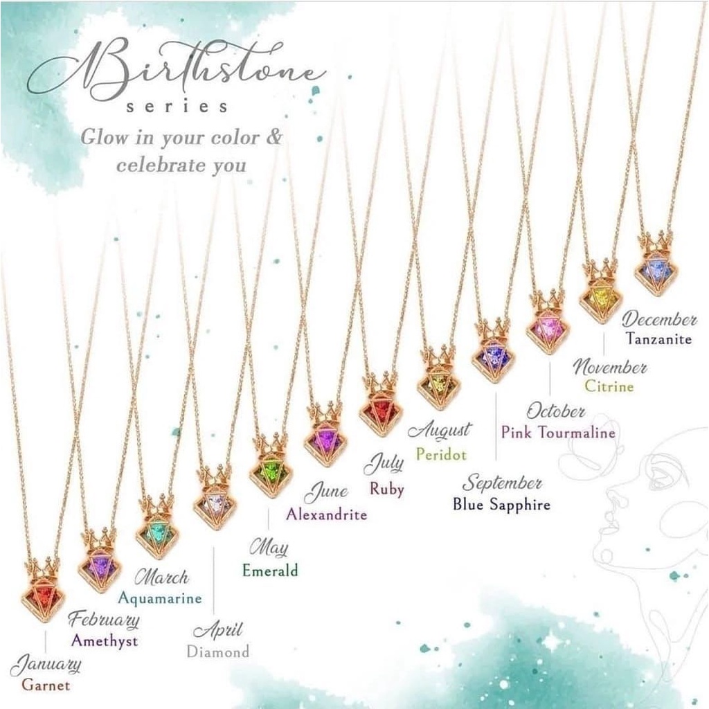 BIRTHSTONE KL / Kalung BirthStone Kalung Karakter Sesuai Bulan Kelahiranmu Warna Rosegold 750 (17K) 