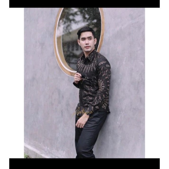 kemeja batik pria lengan panjang motif cakra lapis furing