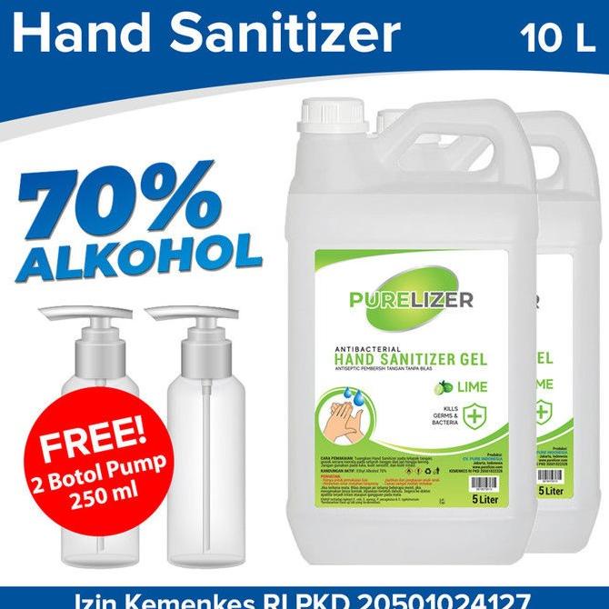 HEMAT HAND SANITIZER GEL 10 LITER PURELIZER REFILL HANDSANITIZER 5L X2 FD56465SE