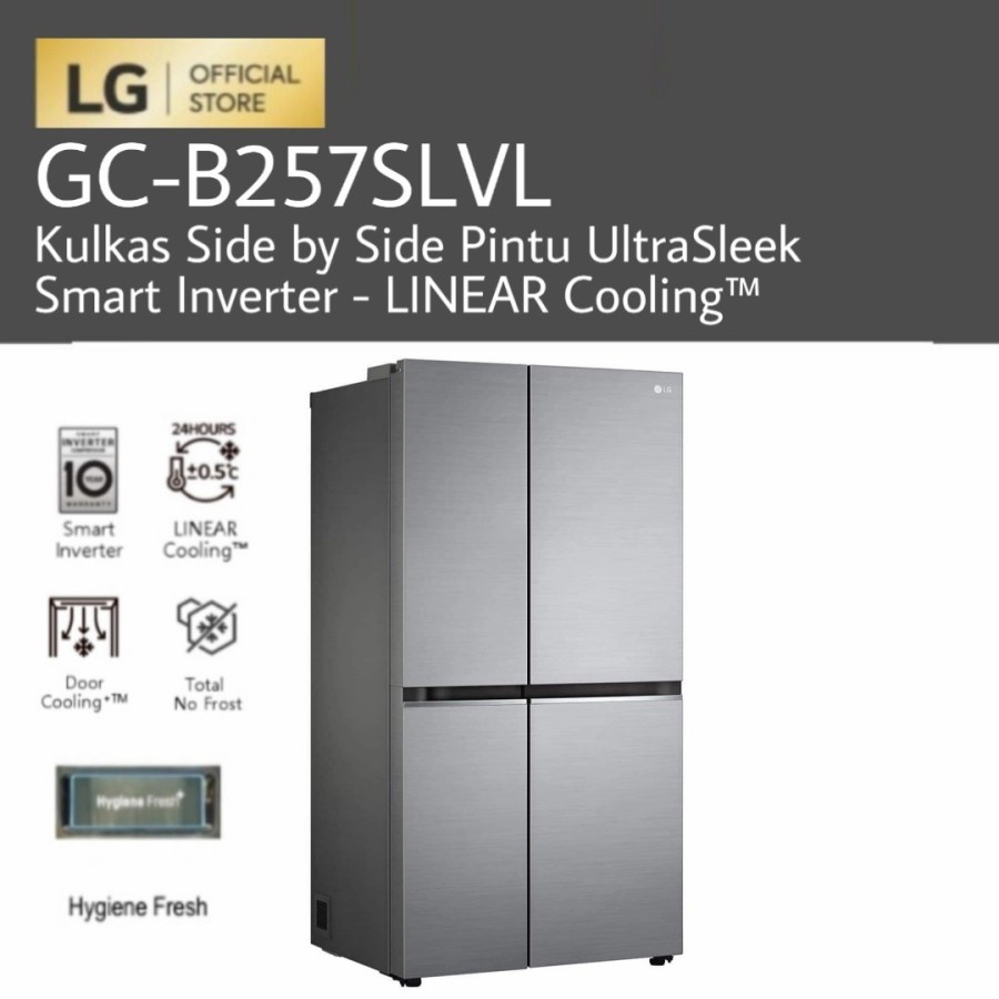 LG GC-B257SLVL / GCB257SLVL Kulkas Side by Side Pintu UltraSleek SmartInverter 694L