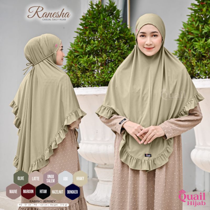 Jilbab Bergo Instan Jumbo Tali Belakang Kepang Non Pet Ranesha