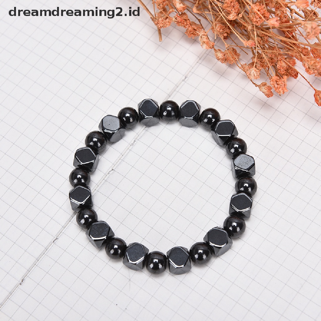 Gelang Manik-Manik Hematite Magnetik Warna Hitam Untuk Kesehatan Pria