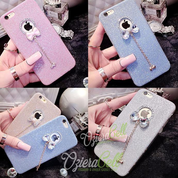 Baru Glitter Case Iphone 7 Plus Diamond Butterfly - Premium Crystal Case - Emas Murah