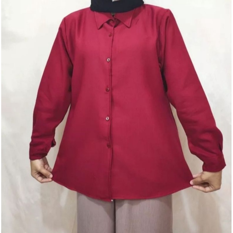 Kemeja Wanita Casual/Kemeja Basic /Kemeja Polos/Kemeja Jumbo/Geovani Shirt/Kemeja Manset