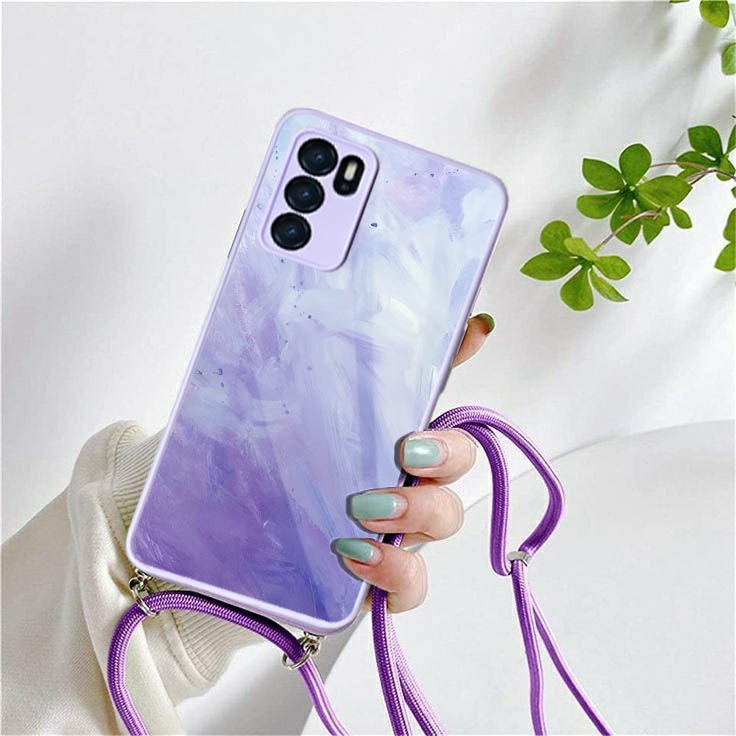 Slingcase Glass Macaron Lilac [MT01]  For Oppo Reno 6 4G A5s A16 A15 Reno 5F Reno 5 A54 | Case Oppo 