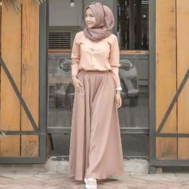 Alny Hijab - Rok Wolfis Premium panjang 100cm tidak nggantung / Rok basic wolfis premium