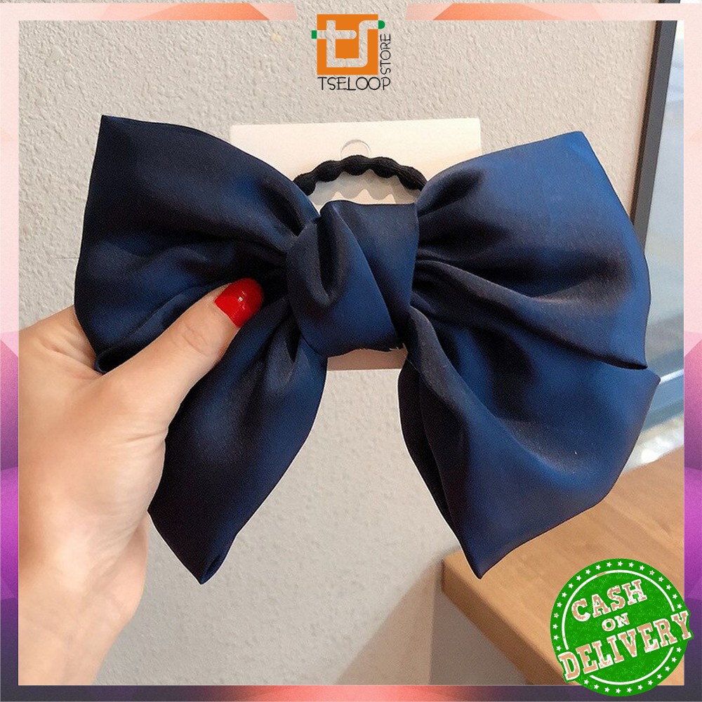 OFM-C160 Ikat Rambut Pita Besar Kuncir Rambut Hairband Aksesoris Wanita Kunciran Rambut Korea Style-PITA NAVY