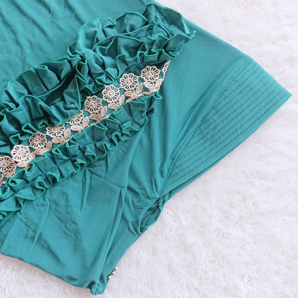 Jilbab Instan Rempel Gotik Prada Premium/Hijab Harian Rempel Depan Jersey Super Premium Daura-Toska tua