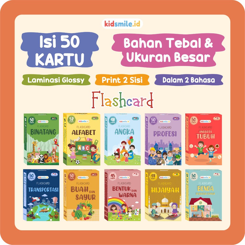 Flash Card Kidsmile Flash card Mainan Edukasi Anak Flashcard Anak Flash Card Edukasi Anak Edukatif