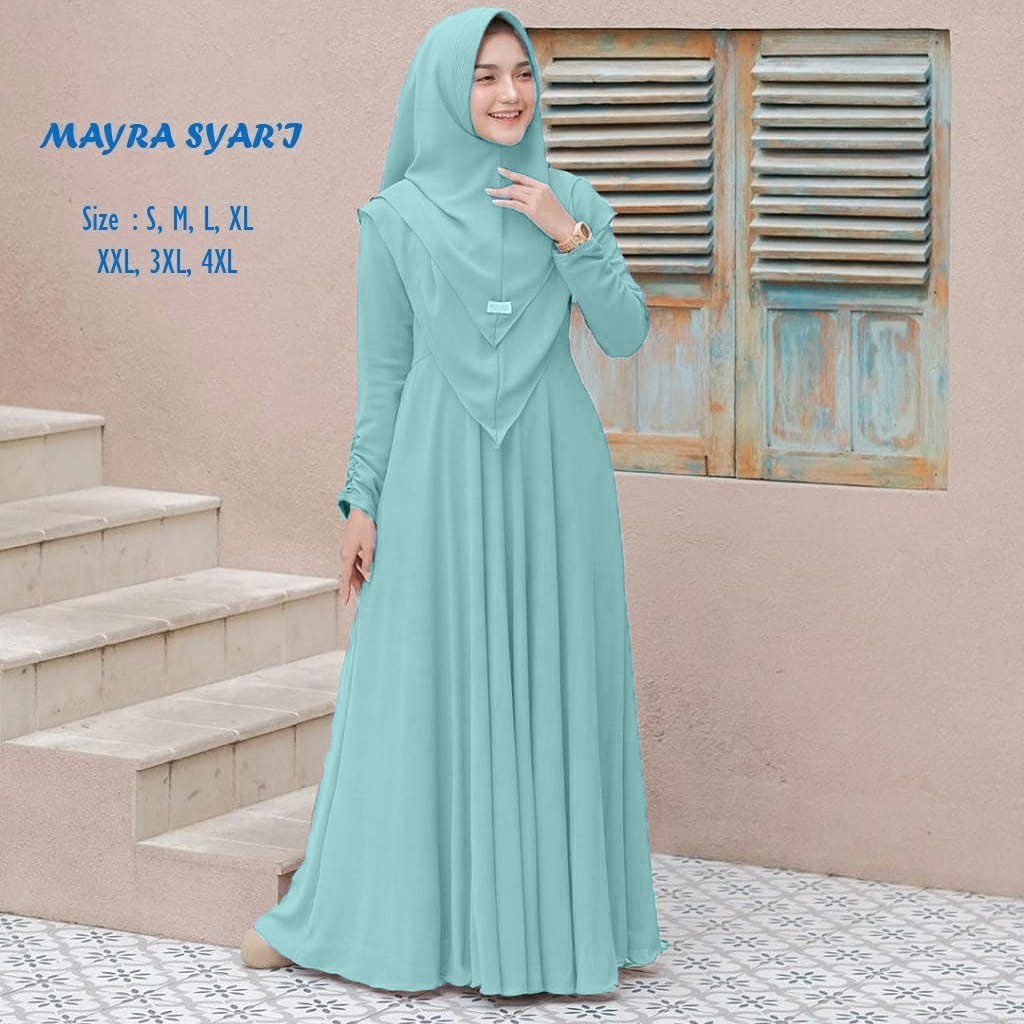 MAYRA SYARI Gamis Set Hijab Warna Putih Jumbo Kekinian Remaja Busui Fashion Muslim Terbaru 2021