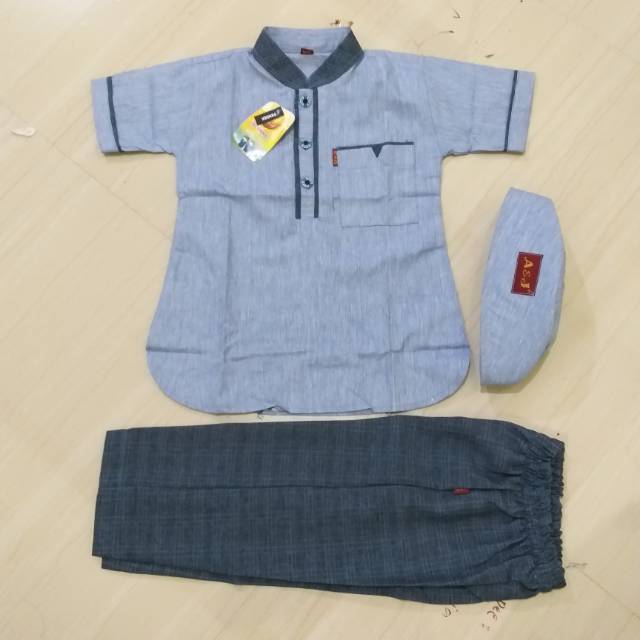 BIRU MUDA 02 - BAJU KOKO ANAK PAKISTAN CELANA KOTAK MERK AJ A&J AL JAMI CIREBON JAWA BARAT INDONESIA