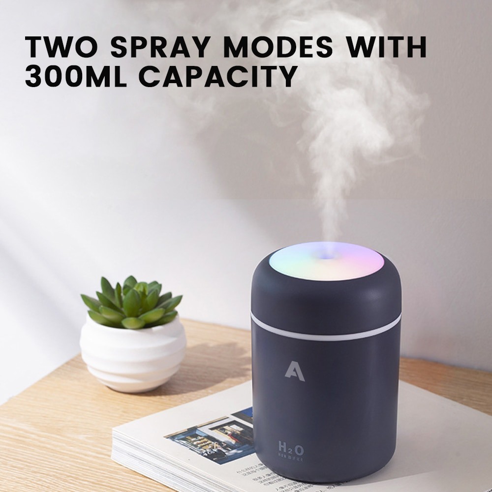 Aolida Humidifier 300ML Ultrasonic USB  Air H2O Humidifier Diffuser Oil Aromaterapi Pengharum Ruangan Cocok Untuk Mobil Dan Kamar-6
