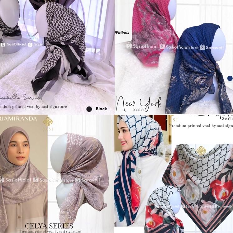 LA BELLE SERIES HIJAB SEGIEMPAT VOAL MOTIF VOAL PRINT LASSERCUT HIJAB DEENAY ALA WEARING KLAMBY HEAV