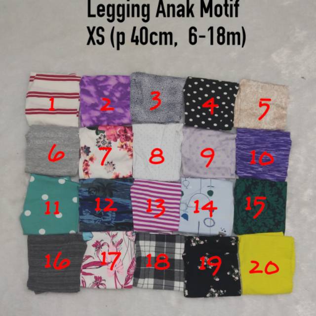 GROSIR ECER LEGGING ANAK CALLYSTA MOTIF DAN POLOS