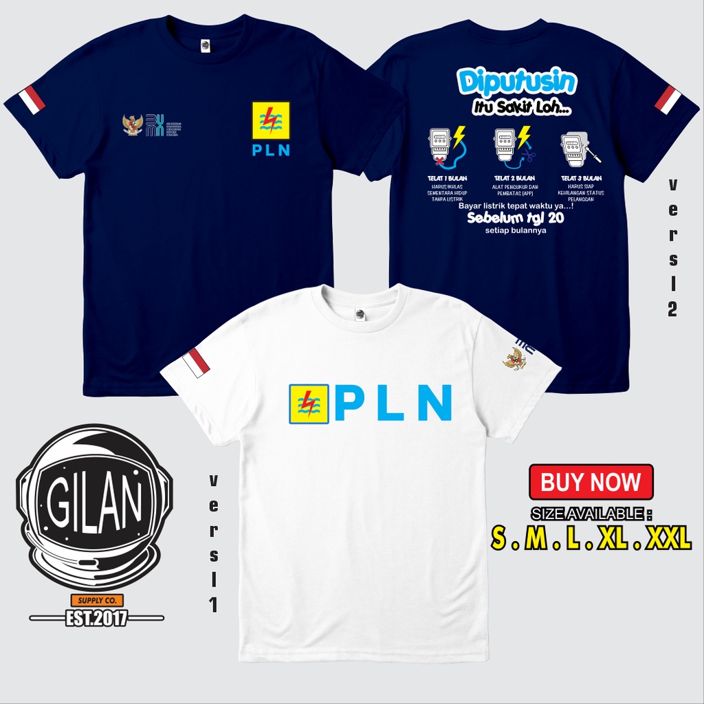 SAKAZUKI Kaos Baju Distro Unisex Katun Combed 24s PLN Kata-Kata Bayar Listrik Tepat Waktunya Ya BUMN