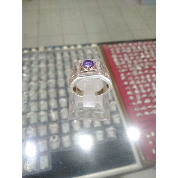 CINCIN PERMATA UNGU PERAK 925 CINCIN PERMATA CINCIN CEWE/COWO