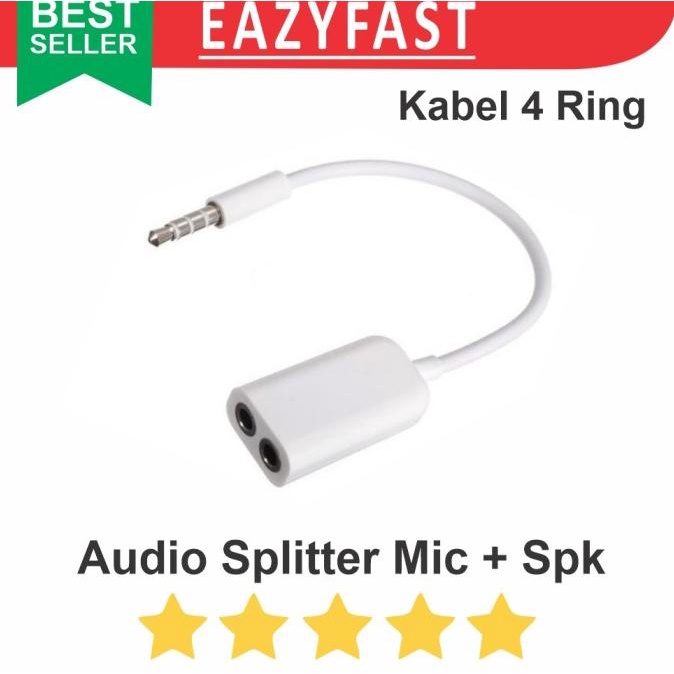 Cable Splitter Audio + Mic 3.5mm 2in1 Kabel Pembagi HP Laptop Headset efst90