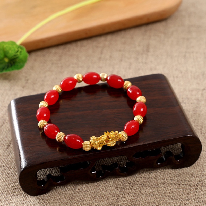Gelang Manikmanik Batu Obsidian Feng Shui Warna Gold Untuk Priawanita