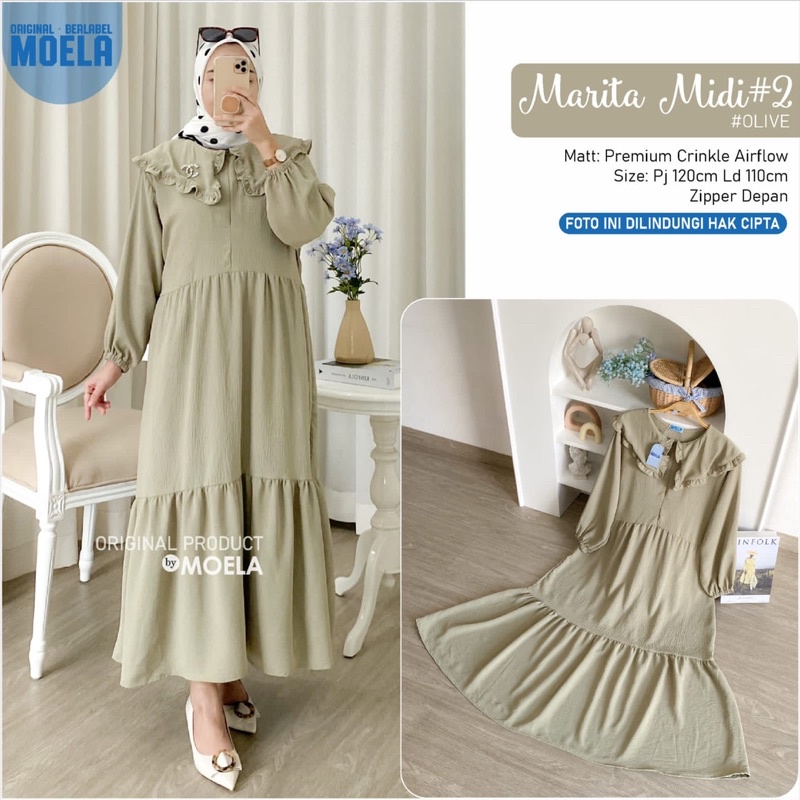 DRESS WANITA MARITA MIDI BY MOELA