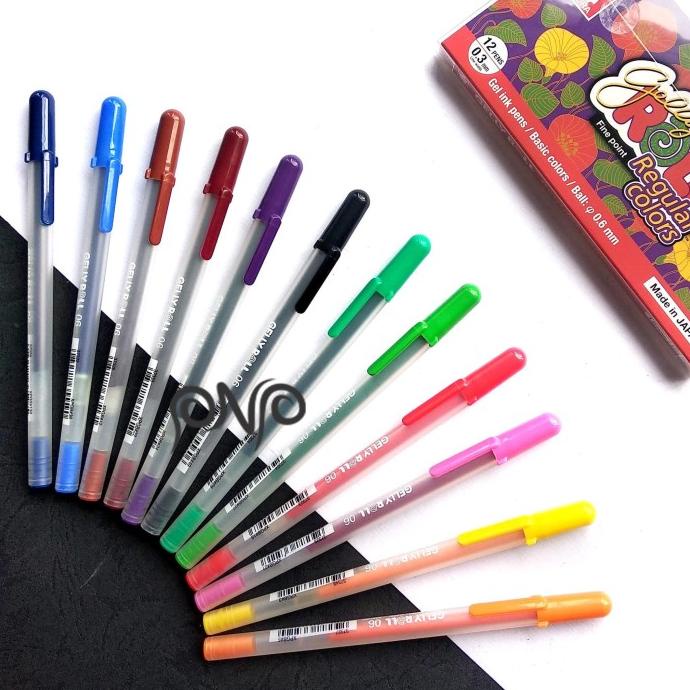 

siap kirim] Sakura Gelly Roll Pen Fine Point Classic Regular Colors Set 12 Colour