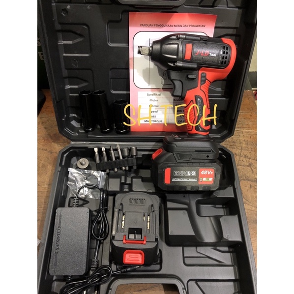 IMPACT WRENCH CORDLESS JLD 48 VOLT BRUSHLESS MESIN PEMBUKA BAUT BATRE