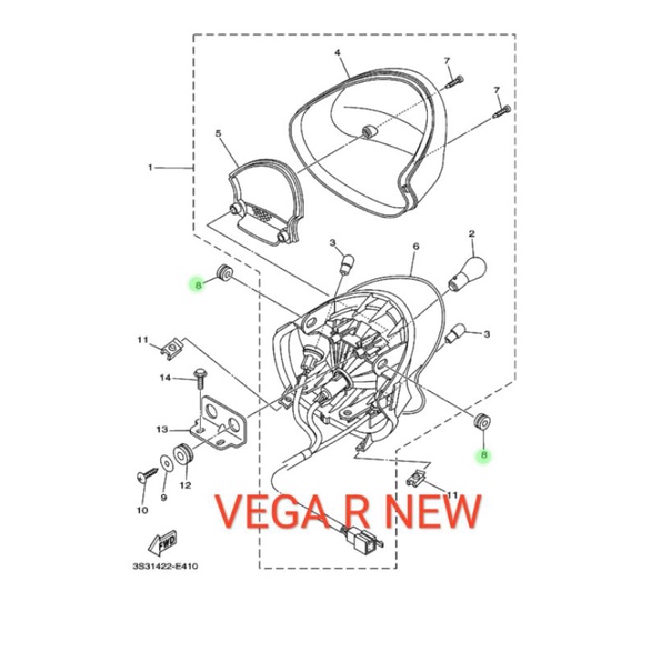 karet grommet gromet lampu belakang vega r new -  jupiter z 105 110 lama burhan original ygp