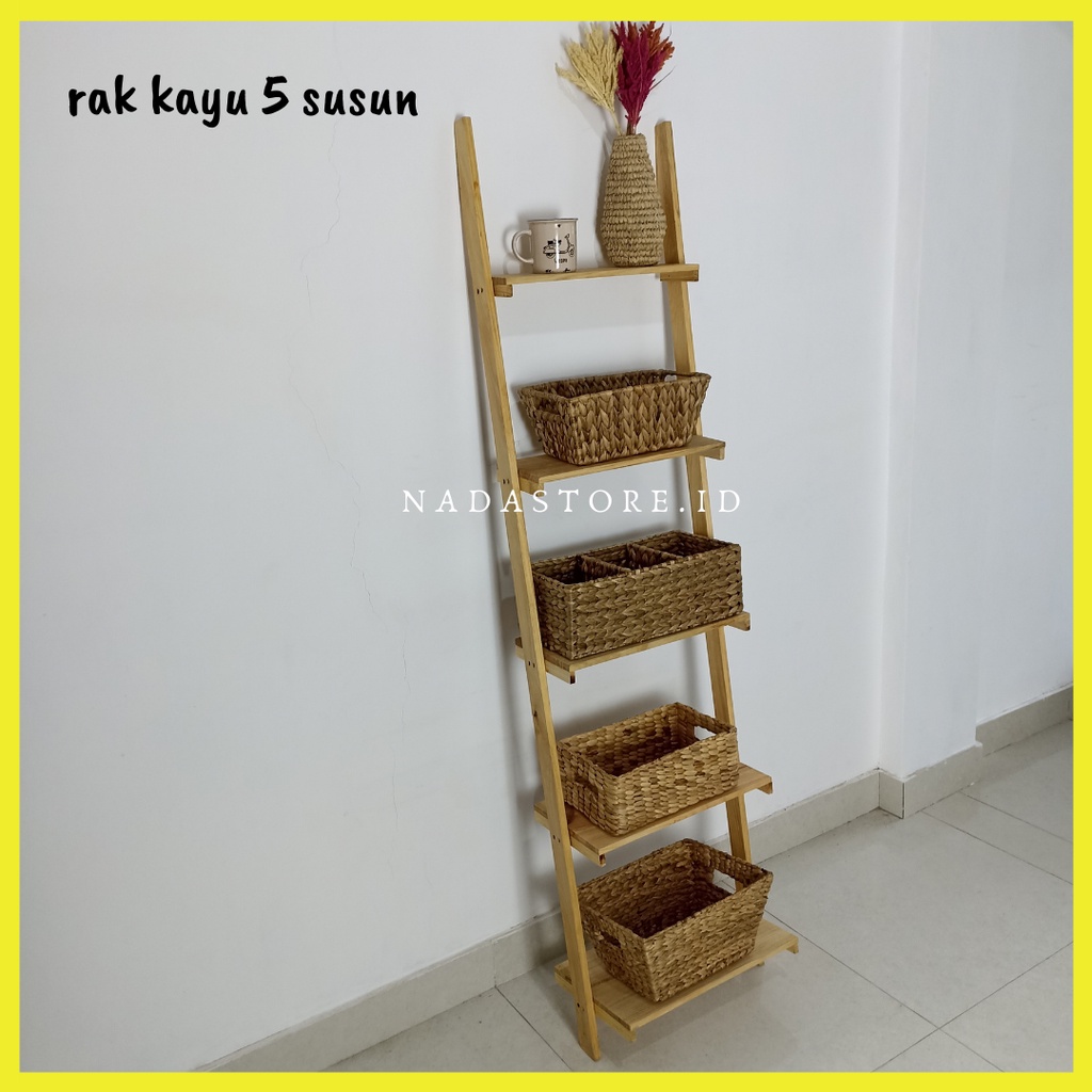 Rak Tangga Rak Buku 5 Tingkat /  Rak Penyimpanan / Tangga Stand Bunga Tanaman / Rak Display Sudut untuk Ruang Tamu