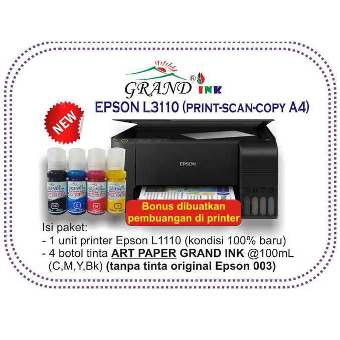 Printer Epson L3110 Paket Tinta Art Paper Grand Ink Togolome