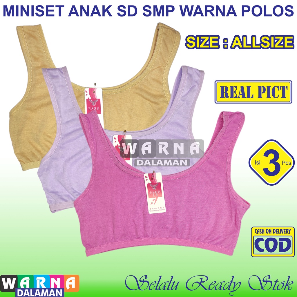 3 Pcs Miniset Anak Perempuan Bra Remaja Polos SD SMP Pakaian Dalam Multiwarna | WARNA DALAMAN