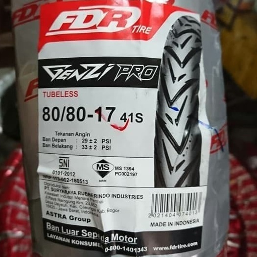 Jual FDR Genzi Pro 80/80 ring 17 ban TUBELESS motor satria fu jupiter ...