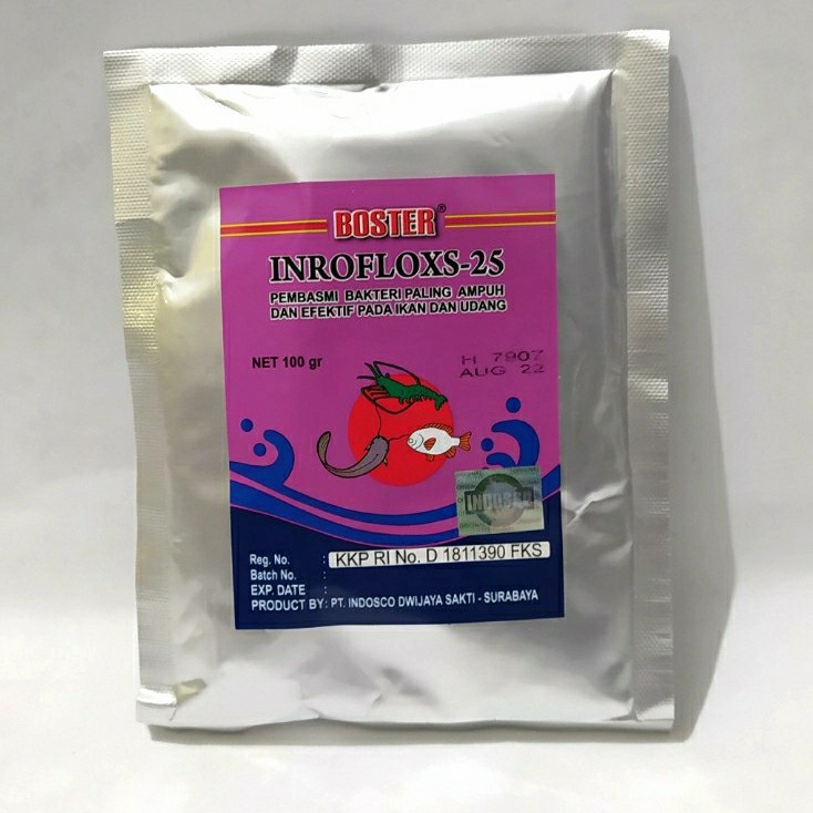 Boster Inrofloxs 25 Serbuk 100gr Antibiotik Ikan Enrofloxacin Inroflok