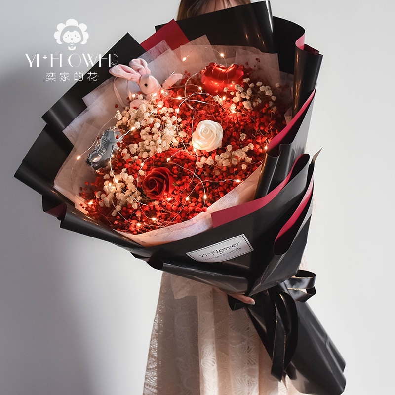 Sekelompok Super Besar Dari Berbintang Kering Buket Bunga Mawar Pacar Kotak Hadiah Yang Benar Bunga Shopee Indonesia