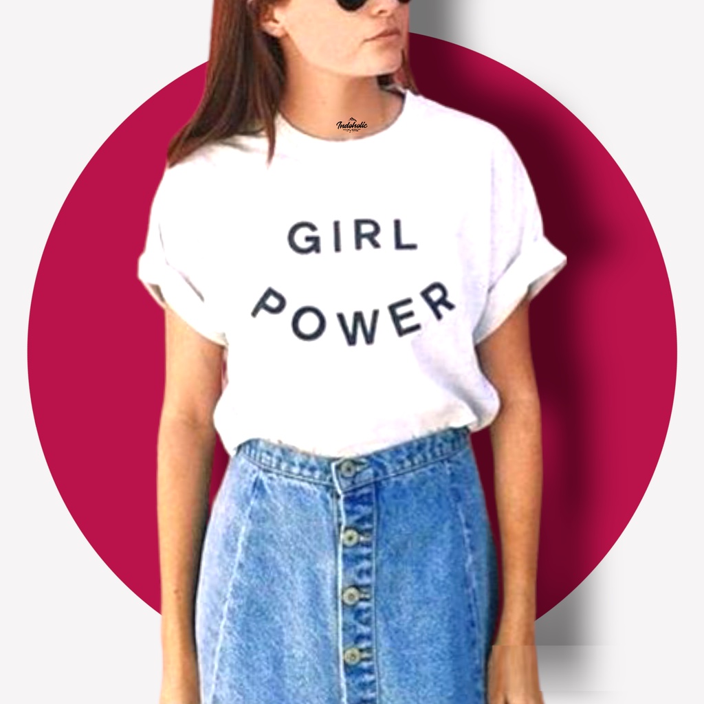 Indoholic Atasan Wanita Baju Kaos distro Oversize Polos Pakaian Tumblr Fashion Original Combed 100% Girl Power