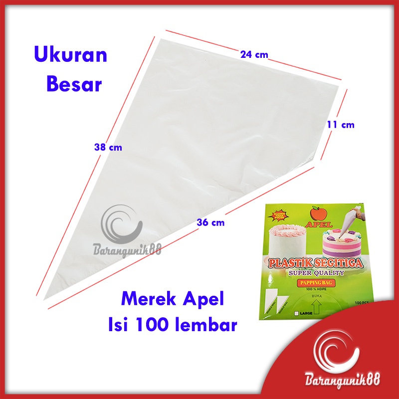 [Besar] Plastik Segitiga Papping Bag Piping Isi 100 Lembar Besar Menghias Butter Cream Kue