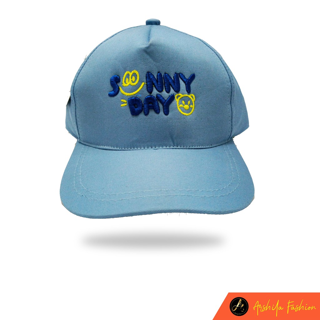 Topi Baseball Anak Bordir Sunny Day Drill Premium Usia 2-10 Tahun-Biru Muda