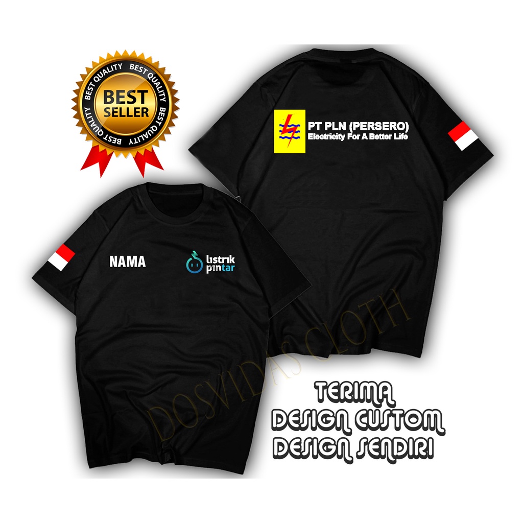 Kaos PLN T-Shirt Baju PLN LISTRIK PINTAR Pria Wanita Cotton Combed S M L XL XXL