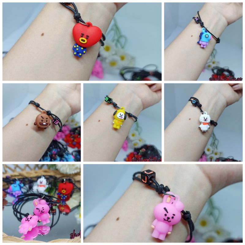 GELANG Tali BT21 hitam dan wrna harga satuan