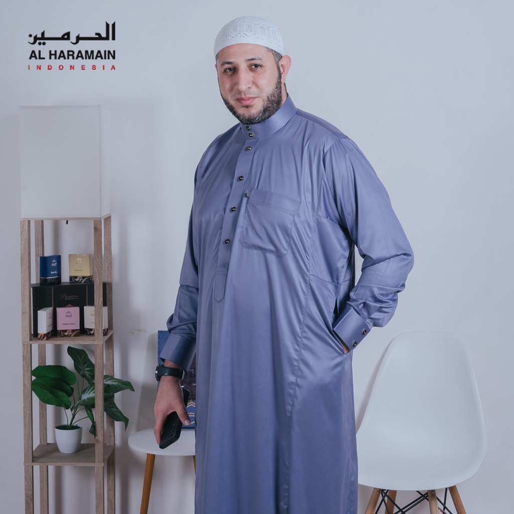 AL Haramain Jubah / Gamis Dewasa Slimfit Premium Manset (07) | Hijau Lumut | Hijau Botol-4