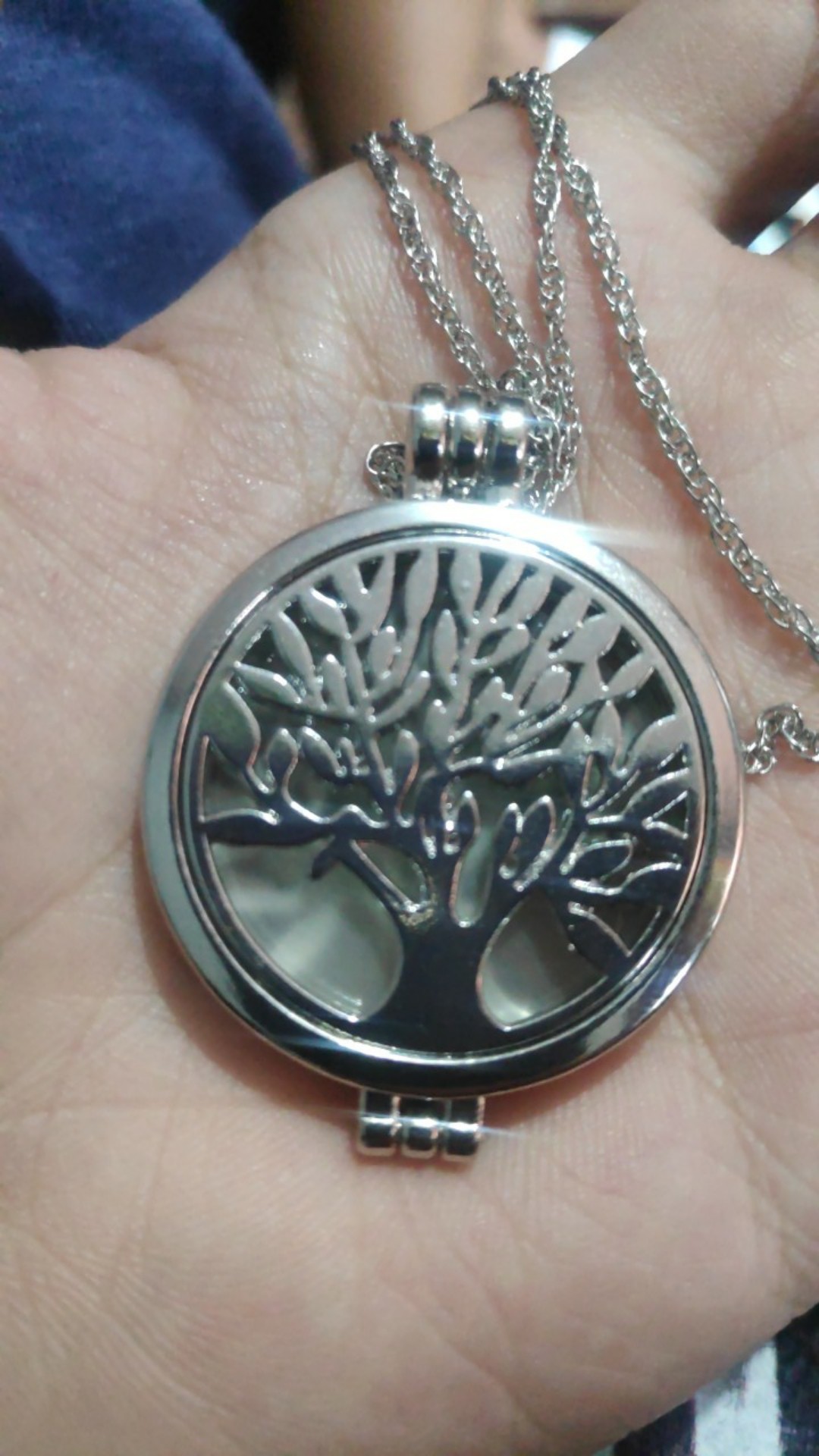 Kalung Diffuser Tree Of Life Essential Oil/aroma Terapi/parfum Necklace Difuser Stainless Steel