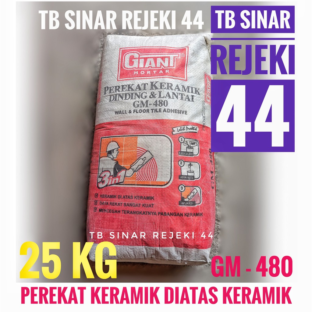 GIANT MORTAR 480 Semen Instan Perekat Keramik diatas Keramik Granite Lantai Dinding AVIAN BRANDS MU