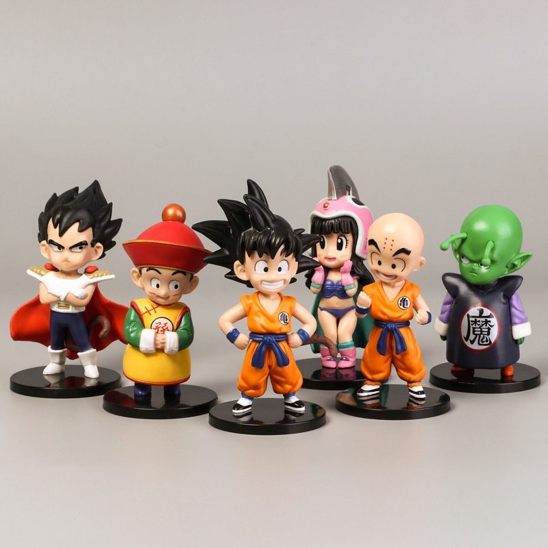 7pcs / Set Mainan Action Figure Anime Dragon Ball Z DBZ Super Saiyan Son Goku Vegeta Broly lazuli Q Version Bahan PVC Ukuran 9-11cm