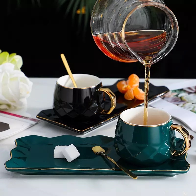 Lace long plate mug/ mug keramik / gelas keramik set / gelas cantik