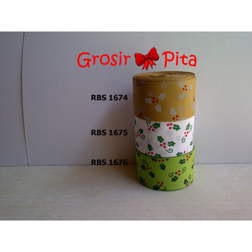 

(25 yard) Pita Grosgrain Motif Natal RBS 1674,1675,1676 | Pita Christmas | Toko Bahan Craft | Grosir Pita