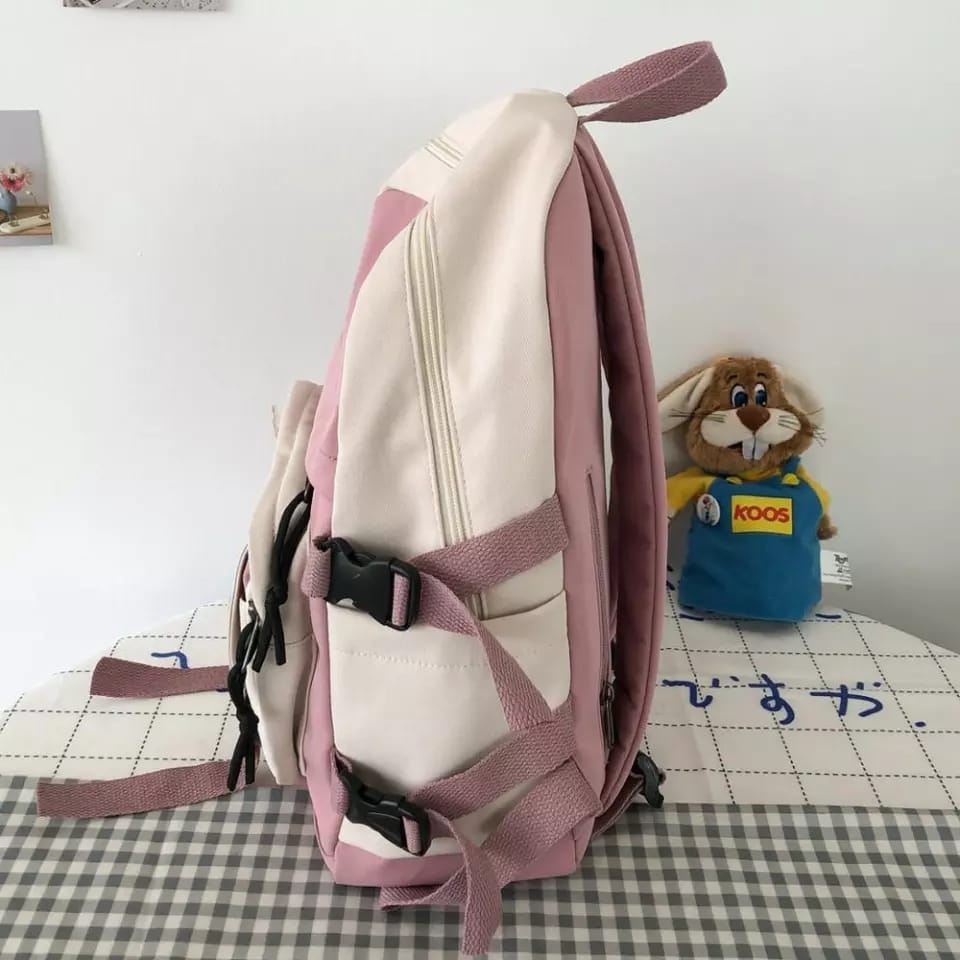 ST99 - Tas Ransel Sekolah Korean Style - Tas Ransel Milk Tea - Tas Ransel Wanita Kekinian - Tas Ransel Wanita Terbaru