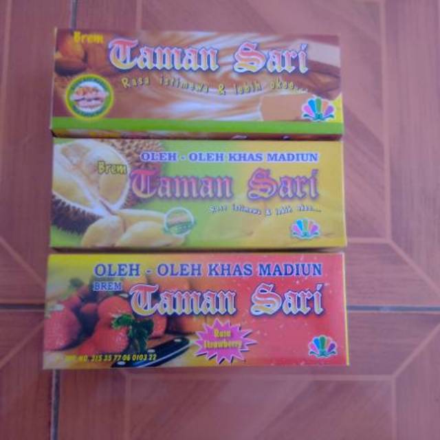 

Brem Taman Sari Asli Madiun rasa Strawberry, Durian, Coklat, Special isi 5 pcs/kotak