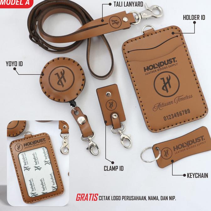 

[[COD]] Custom ID Card holder kulit dan yoyo id name tag kulit asli BIG SALE Kode 9