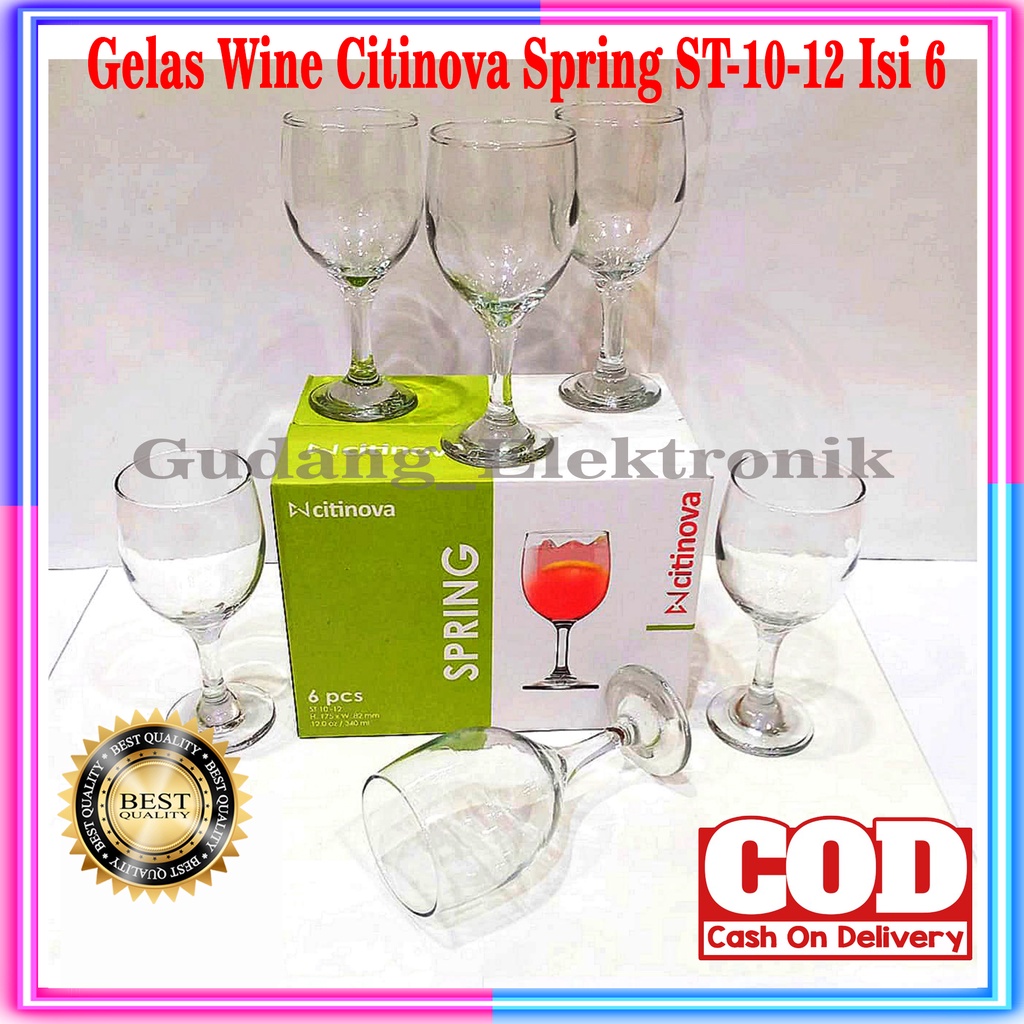 6pcs Gelas Wine Gelas Kaki Kaca Cangkir Mug Citinova Spring ST10-12
